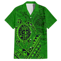 Hawaii Monk Seal and Dolphin Hawaiian Shirt Polynesian Kakau Pattern Green LT03 Green - Polynesian Pride