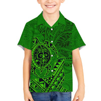 Hawaii Monk Seal and Dolphin Hawaiian Shirt Polynesian Kakau Pattern Green LT03 - Polynesian Pride