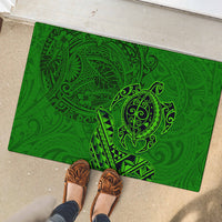 Hawaii Monk Seal and Dolphin Rubber Doormat Polynesian Kakau Pattern Green
