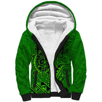 Hawaii Monk Seal and Dolphin Sherpa Hoodie Polynesian Kakau Pattern Green LT03 Unisex Green - Polynesian Pride