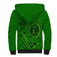 Hawaii Monk Seal and Dolphin Sherpa Hoodie Polynesian Kakau Pattern Green