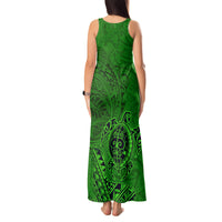 Hawaii Monk Seal and Dolphin Tank Maxi Dress Polynesian Kakau Pattern Green LT03 - Polynesian Pride