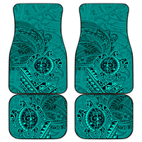 Hawaii Monk Seal and Dolphin Car Mats Polynesian Kakau Pattern Turquoise