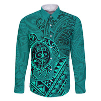 Hawaii Monk Seal and Dolphin Family Matching Mermaid Dress and Hawaiian Shirt Polynesian Kakau Pattern Turquoise