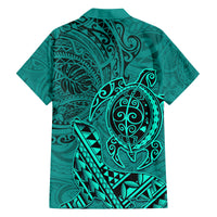 Hawaii Monk Seal and Dolphin Family Matching Tank Maxi Dress and Hawaiian Shirt Polynesian Kakau Pattern Turquoise