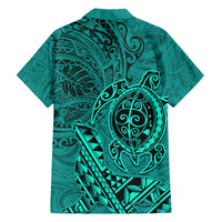 Hawaii Monk Seal and Dolphin Hawaiian Shirt Polynesian Kakau Pattern Turquoise LT03 - Polynesian Pride