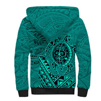 Hawaii Monk Seal and Dolphin Sherpa Hoodie Polynesian Kakau Pattern Turquoise LT03 - Polynesian Pride