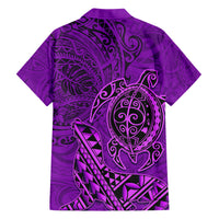 Hawaii Monk Seal and Dolphin Family Matching Short Sleeve Bodycon Dress and Hawaiian Shirt Polynesian Kakau Pattern Purple