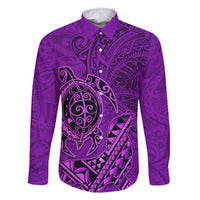 Hawaii Monk Seal and Dolphin Family Matching Tank Maxi Dress and Hawaiian Shirt Polynesian Kakau Pattern Purple