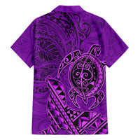 Hawaii Monk Seal and Dolphin Hawaiian Shirt Polynesian Kakau Pattern Purple LT03 - Polynesian Pride