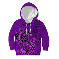 Hawaii Monk Seal and Dolphin Kid Hoodie Polynesian Kakau Pattern Purple LT03 Hoodie Purple - Polynesian Pride