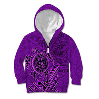 Hawaii Monk Seal and Dolphin Kid Hoodie Polynesian Kakau Pattern Purple LT03 Zip Hoodie Purple - Polynesian Pride