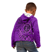 Hawaii Monk Seal and Dolphin Kid Hoodie Polynesian Kakau Pattern Purple LT03 - Polynesian Pride