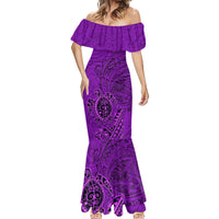 Hawaii Monk Seal and Dolphin Mermaid Dress Polynesian Kakau Pattern Purple LT03 - Polynesian Pride