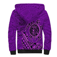 Hawaii Monk Seal and Dolphin Sherpa Hoodie Polynesian Kakau Pattern Purple LT03 - Polynesian Pride