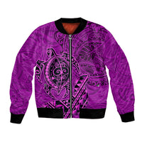 Hawaii Monk Seal and Dolphin Bomber Jacket Polynesian Kakau Pattern Pink