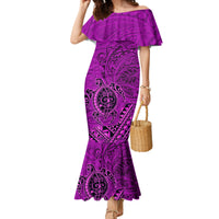 Hawaii Monk Seal and Dolphin Family Matching Mermaid Dress and Hawaiian Shirt Polynesian Kakau Pattern Pink