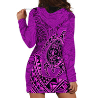 Hawaii Monk Seal and Dolphin Hoodie Dress Polynesian Kakau Pattern Pink
