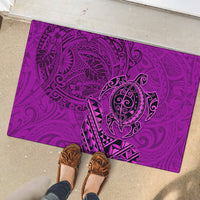 Hawaii Monk Seal and Dolphin Rubber Doormat Polynesian Kakau Pattern Pink