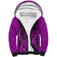 Hawaii Monk Seal and Dolphin Sherpa Hoodie Polynesian Kakau Pattern Pink LT03 Unisex Pink - Polynesian Pride