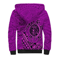 Hawaii Monk Seal and Dolphin Sherpa Hoodie Polynesian Kakau Pattern Pink