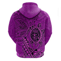 Hawaii Monk Seal and Dolphin Zip Hoodie Polynesian Kakau Pattern Pink