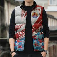 Personalized Tahiti Surfing 2026 Sleeveless Puffer Jacket Marquesan Tattoo-Sporty Style LT03 - Polynesian Pride