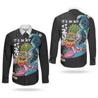 Hawaii Pineapple Surfing Couples Matching Off Shoulder Maxi Dress and Long Sleeve Button Shirt It's in My DNA - Kakau and Polynesian Pattern LT03 - Polynesian Pride
