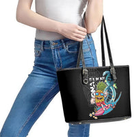 Hawaii Pineapple Surfing Leather Tote Bag It's in My DNA - Kakau and Polynesian Pattern LT03 - Polynesian Pride