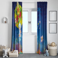 Palau Window Curtain Jellyfish with Coral Reefs Ocean Vibe and Tapa Pattern LT03 - Polynesian Pride