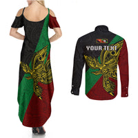 Custom Papua New Guinea East New Britain Province Couples Matching Summer Maxi Dress and Long Sleeve Button Shirts PNG Birds Of Paradise Polynesian Arty Style LT03 - Polynesian Pride