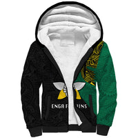 Papua New Guinea Enga Province Sherpa Hoodie PNG Birds Of Paradise Polynesian Arty Style LT03 Unisex Green - Polynesian Pride
