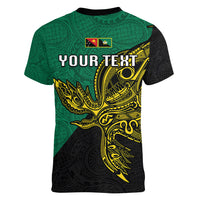 Custom Papua New Guinea Enga Province Women V Neck T Shirt PNG Birds Of Paradise Polynesian Arty Style LT03 - Polynesian Pride