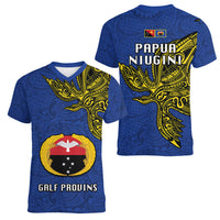 Papua New Guinea Gulf Province Women V Neck T Shirt PNG Birds Of Paradise Polynesian Arty Style LT03 - Polynesian Pride