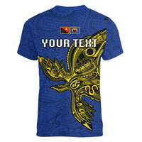 Custom Papua New Guinea Gulf Province Women V Neck T Shirt PNG Birds Of Paradise Polynesian Arty Style LT03 - Polynesian Pride