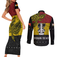 Custom Papua New Guinea Madang Province Couples Matching Short Sleeve Bodycon Dress and Long Sleeve Button Shirts PNG Birds Of Paradise Polynesian Arty Style LT03 - Polynesian Pride