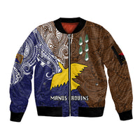 Papua New Guinea Manus Province Sleeve Zip Bomber Jacket PNG Birds Of Paradise Polynesian Arty Style LT03 Unisex Brown - Polynesian Pride