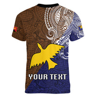 Custom Papua New Guinea Manus Province Women V Neck T Shirt PNG Birds Of Paradise Polynesian Arty Style LT03 - Polynesian Pride