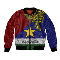 Custom Papua New Guinea Milne Bay Province Bomber Jacket PNG Birds Of Paradise Polynesian Arty Style LT03 Unisex Blue - Polynesian Pride