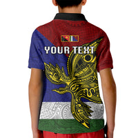 Custom Papua New Guinea Milne Bay Province Kid Polo Shirt PNG Birds Of Paradise Polynesian Arty Style LT03 - Polynesian Pride