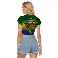 Papua New Guinea Morobe Province Raglan Cropped T Shirt PNG Birds Of Paradise Polynesian Arty Style LT03 - Polynesian Pride