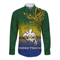 Custom Papua New Guinea Morobe Province Long Sleeve Button Shirt PNG Birds Of Paradise Polynesian Arty Style LT03 Unisex Yellow - Polynesian Pride