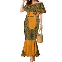 Custom Australia Rugby Championship 2024 Family Matching Mermaid Dress and Hawaiian Shirt Aboriginal Art Tattoo Pattern