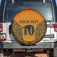 Custom Australia Rugby Championship 2024 Spare Tire Cover Aboriginal Art Tattoo Pattern LT03 Yellow - Polynesian Pride