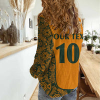 Custom Australia Rugby Championship 2024 Women Casual Shirt Aboriginal Art Tattoo Pattern