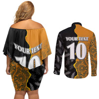 Custom New Zealand and Australia Rugby Championship 2024 Couples Matching Off Shoulder Short Dress and Long Sleeve Button Shirt Maori Warrior and Kangaroo Mascot with Fern Aboriginal LT03 - Polynesian Pride