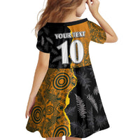 Custom New Zealand and Australia Rugby Championship 2024 Family Matching Tank Maxi Dress and Hawaiian Shirt Maori Warrior and Kangaroo Mascot with Fern Aboriginal LT03 - Polynesian Pride