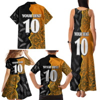 Custom New Zealand and Australia Rugby Championship 2024 Family Matching Tank Maxi Dress and Hawaiian Shirt Maori Warrior and Kangaroo Mascot with Fern Aboriginal LT03 - Polynesian Pride