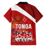 Tonga Rugby Hawaiian Shirt Sipi Tau Dance Coat of Arms Ngatu Pattern LT03 - Polynesian Pride