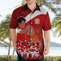 Tonga Rugby Hawaiian Shirt Sipi Tau Dance Coat of Arms Ngatu Pattern LT03 - Polynesian Pride